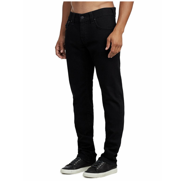 True Religion Men's Rocco Skinny Fit Stretch Jeans w/ Flaps in Body Rinse Black - Picture 3 of 5